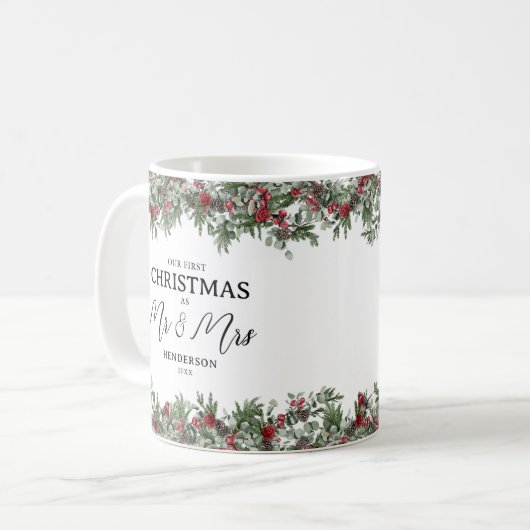 Onze eerste kerst als Mr & Mrs Keepsake Koffiemok (Voorkant links)