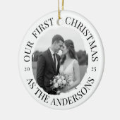 Onze eerste kerst als Mr & Mrs. Keramisch Ornament (Links)
