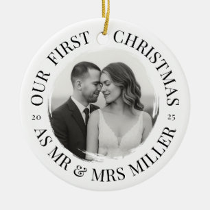 Onze eerste kerst als Mr & Mrs – Monochrome Keramisch Ornament