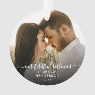 Onze eerste kerst als Mr & Mrs (of andere) foto Ornament