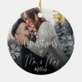 Onze eerste kerst als Mr & Mrs Pas getrouwd Keepsa Keramisch Ornament (Achterkant)