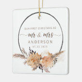 Onze eerste kerst als Mr & Mrs Photo Boho Keramisch Ornament (Links)