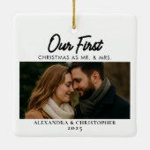 Onze eerste kerst als Mr & Mrs Photo getrouwd Keramisch Ornament (Achterkant)