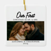 Onze eerste kerst als Mr & Mrs Photo getrouwd Keramisch Ornament (Voorkant)