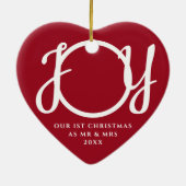 Onze eerste kerst als Mr & Mrs Photo Red Keramisch Ornament (Achterkant)