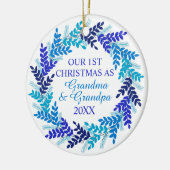 Onze eerste kerst als oma en opa Blue Keramisch Ornament (Links)