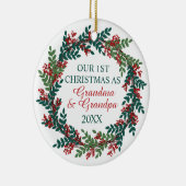 Onze eerste kerst als oma en opa Wreate Keramisch Ornament (Rechts)