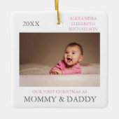 Onze eerste kerst als ouders keramisch ornament (Voorkant)