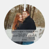 Onze eerste kerst als pasgetrouwden foto glas ornament (Achterkant)