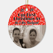 Onze eerste kerst als Passen getrouwd personaliser Keramisch Ornament (Links)