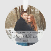 Onze eerste kerst als verloofd stel 2 foto's ornament (voorkant)