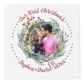 Onze Eerste Kerst bessen huwelijksfoto kubus (Voorkant)