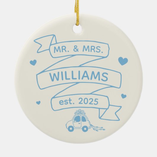 Onze eerste kerst bruiloft hand getrokken ornament (Achterkant)