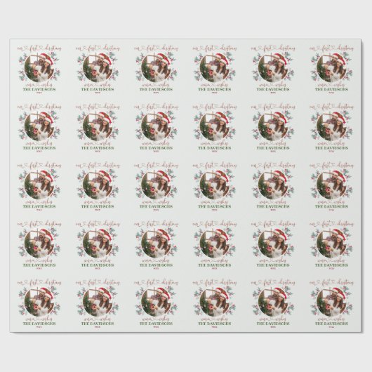 Onze Eerste Kerst Calligrafie Vakantie Foto Cadeaupapier (Vlak)