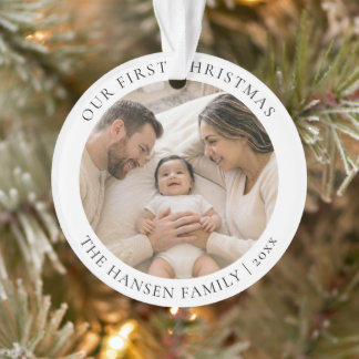 Onze Eerste Kerst Dubbelzijdige Familie Foto Ornament