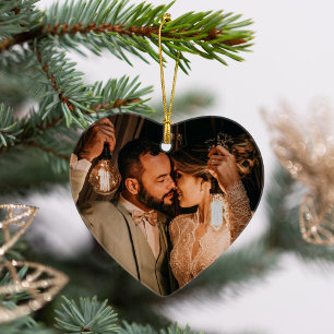 Onze Eerste Kerst Elegant Roze Gouden Koppel Foto Ornament