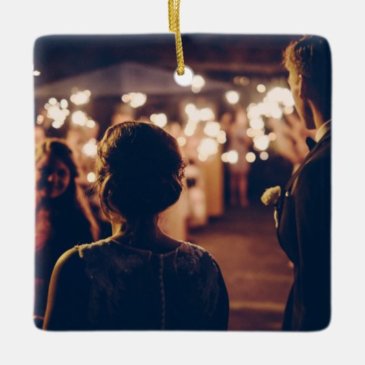 onze eerste kerst , gehuwde kerst keramisch ornament (Voorkant)