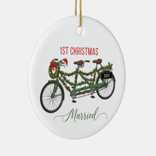 Onze eerste kerst getrouwd 2025 | Schattigee tande Keramisch Ornament (Rechts)