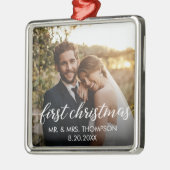 Onze eerste kerst GETROUWD Custom Photo Metalen Ornament (Links)