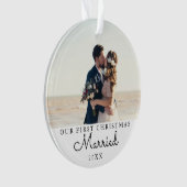Onze eerste kerst getrouwd gepersonaliseerd Afbeel Ornament (voorkant)
