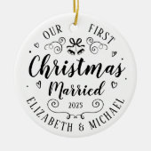 Onze eerste kerst Getrouwd handgetekend ornament (Voorkant)
