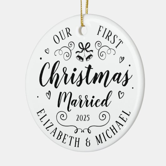 Onze eerste kerst Getrouwd handgetekend ornament (Links)