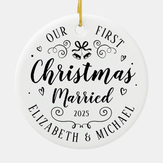 Onze eerste kerst Getrouwd handgetekend ornament (Achterkant)