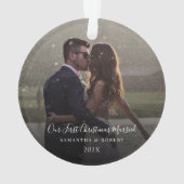 Onze eerste kerst getrouwde fotoscript ornament (achterkant)