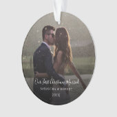 Onze eerste kerst getrouwde fotoscript ornament (voorkant)