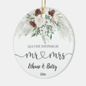Onze eerste kerst getrouwde Ornament meneer en mev (Links)