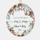 Onze eerste kerst getrouwde Ornament meneer en mev (Links)