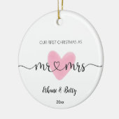 Onze eerste kerst getrouwde Ornament Mr&Mrs Heart (Links)