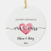 Onze eerste kerst getrouwde Ornament Mr&Mrs Heart (Voorkant)
