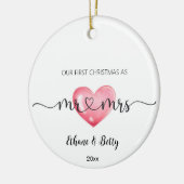 Onze eerste kerst getrouwde Ornament Mr&Mrs Heart (Links)