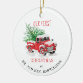 Onze eerste kerst getrouwde vakantie Keepsake Keramisch Ornament (Links)