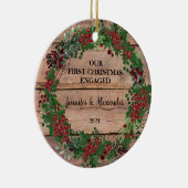 Onze eerste kerst ging over bosbessen keramisch ornament (Rechts)