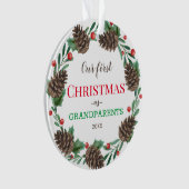 Onze eerste kerst | Grootouders | Pine Wreath Ornament (voorkant)