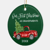 Onze eerste kerst grootouders truck groen keramisch ornament (Links)