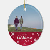 Onze eerste kerst homostel keramisch ornament (Links)