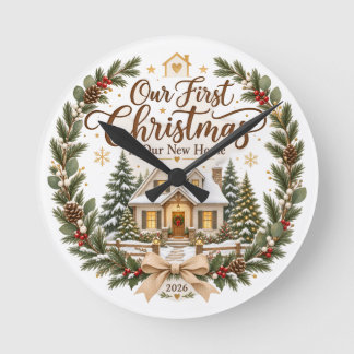 Onze Eerste Kerst in Ons Nieuwe Thuis 2026 Ornamen Ronde Klok