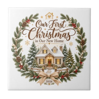 Onze Eerste Kerst in Ons Nieuwe Thuis 2026 Ornamen Tegeltje