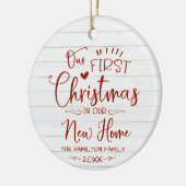 Onze eerste kerst in onze nieuwe thuisboerderij keramisch ornament (Links)