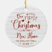 Onze eerste kerst in onze nieuwe thuisboerderij keramisch ornament (Achterkant)