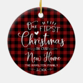 Onze eerste kerst in onze nieuwe thuisboerderij keramisch ornament (Achterkant)