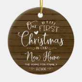 Onze eerste kerst in onze nieuwe thuisboerderij keramisch ornament (Voorkant)