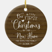 Onze eerste kerst in onze nieuwe thuisboerderij keramisch ornament (Achterkant)