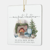 Onze eerste kerst in onze nieuwe thuisWaterverf Keramisch Ornament (Links)