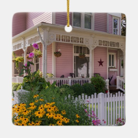 Onze eerste kerst in onze nieuwe thuisWaterverf Keramisch Ornament (Achterkant)