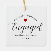 Onze eerste kerst met het script Red Heart Names Keramisch Ornament (Voorkant)