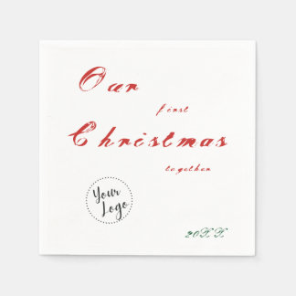 Onze Eerste Kerst Mis Aangepaste Logo Kleine Zakel Servet